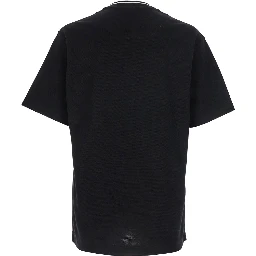 Black Crewneck T-Shirt with Logo Embroidery on the Front in Cotton Man