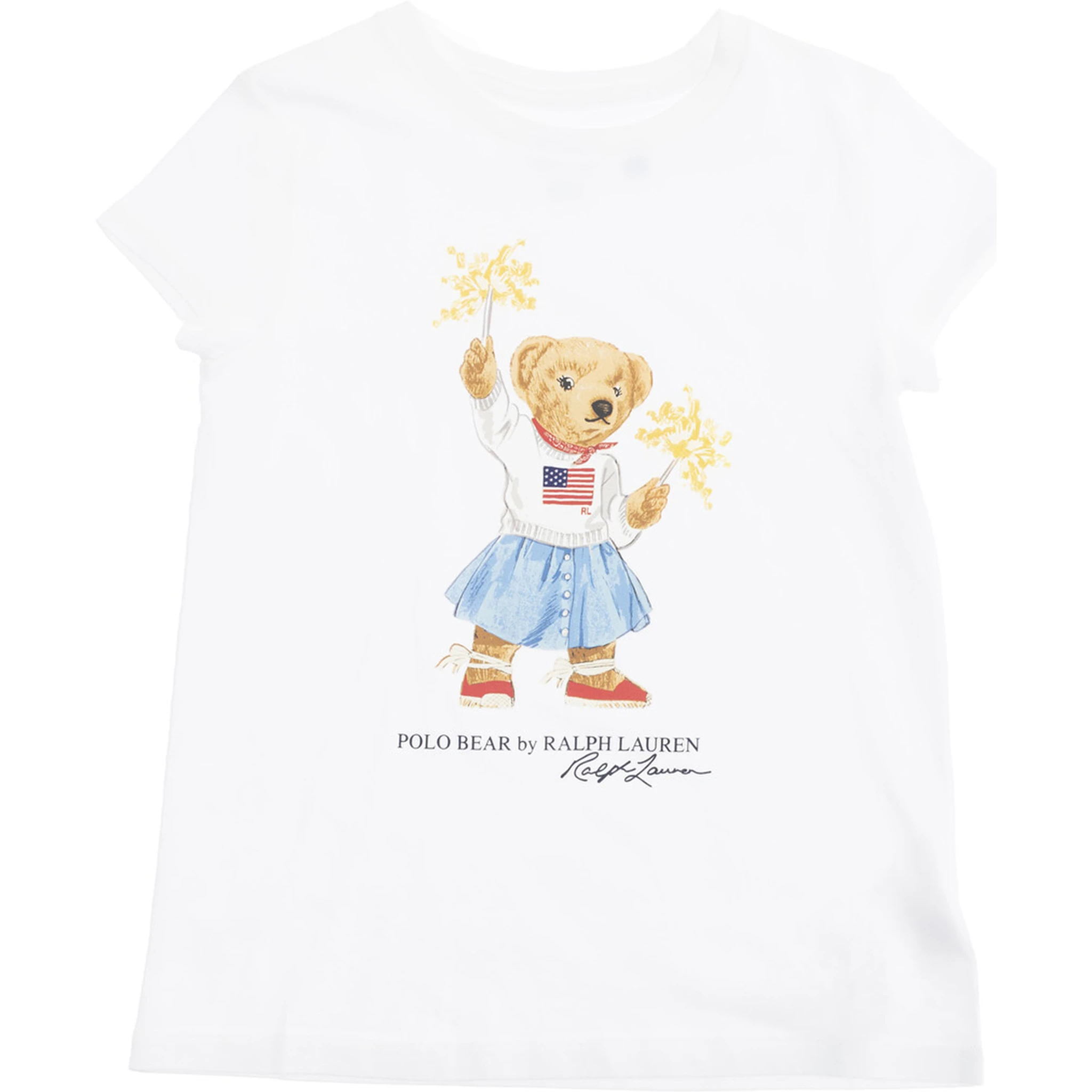 White Crewneck T-Shirt with Maxi Logo Print on the Front in Cotton Girl