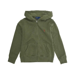 Green Sweatshirt with Zip Closure and Pony Logo on Front in Cotton Boy