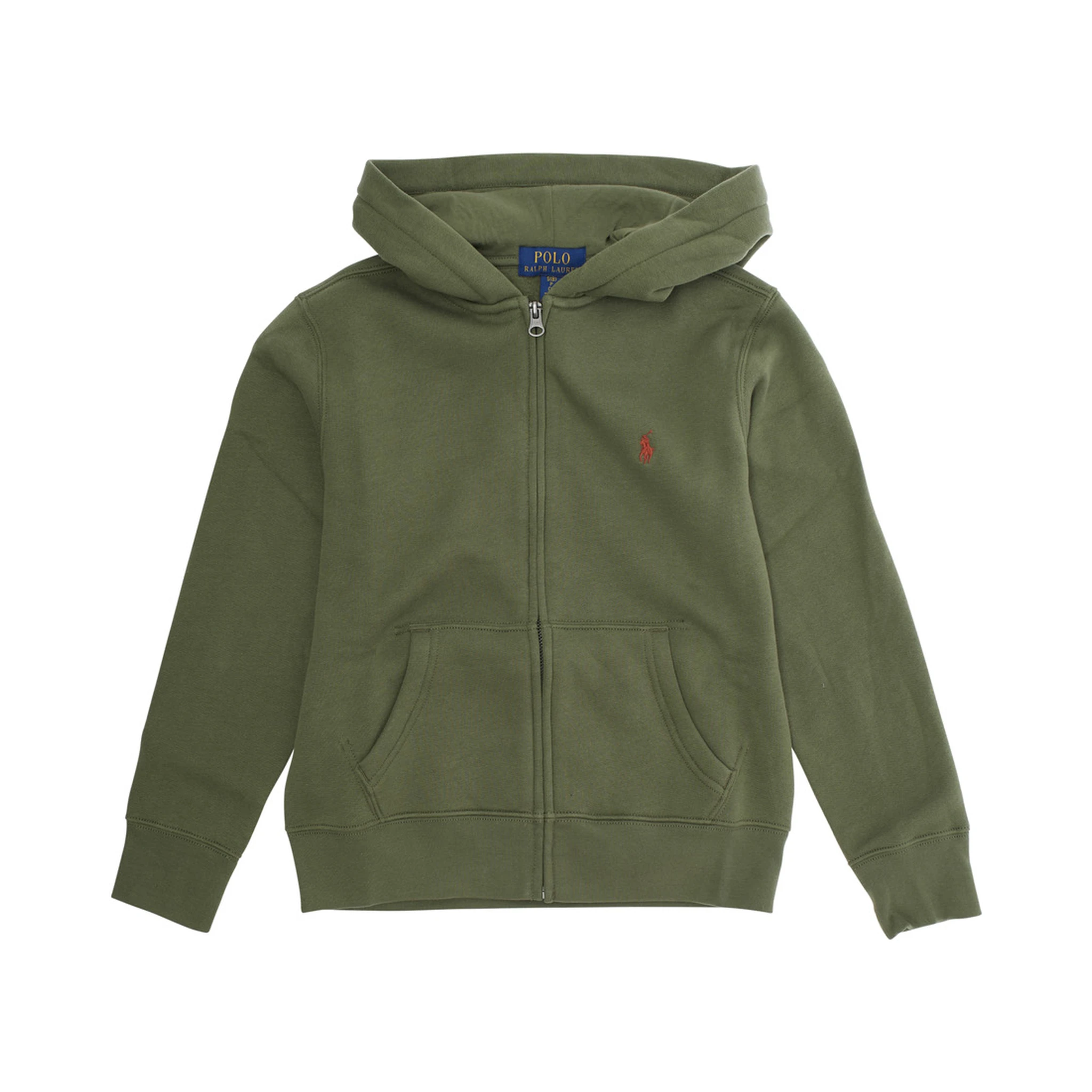 Green Sweatshirt with Zip Closure and Pony Logo on Front in Cotton Boy