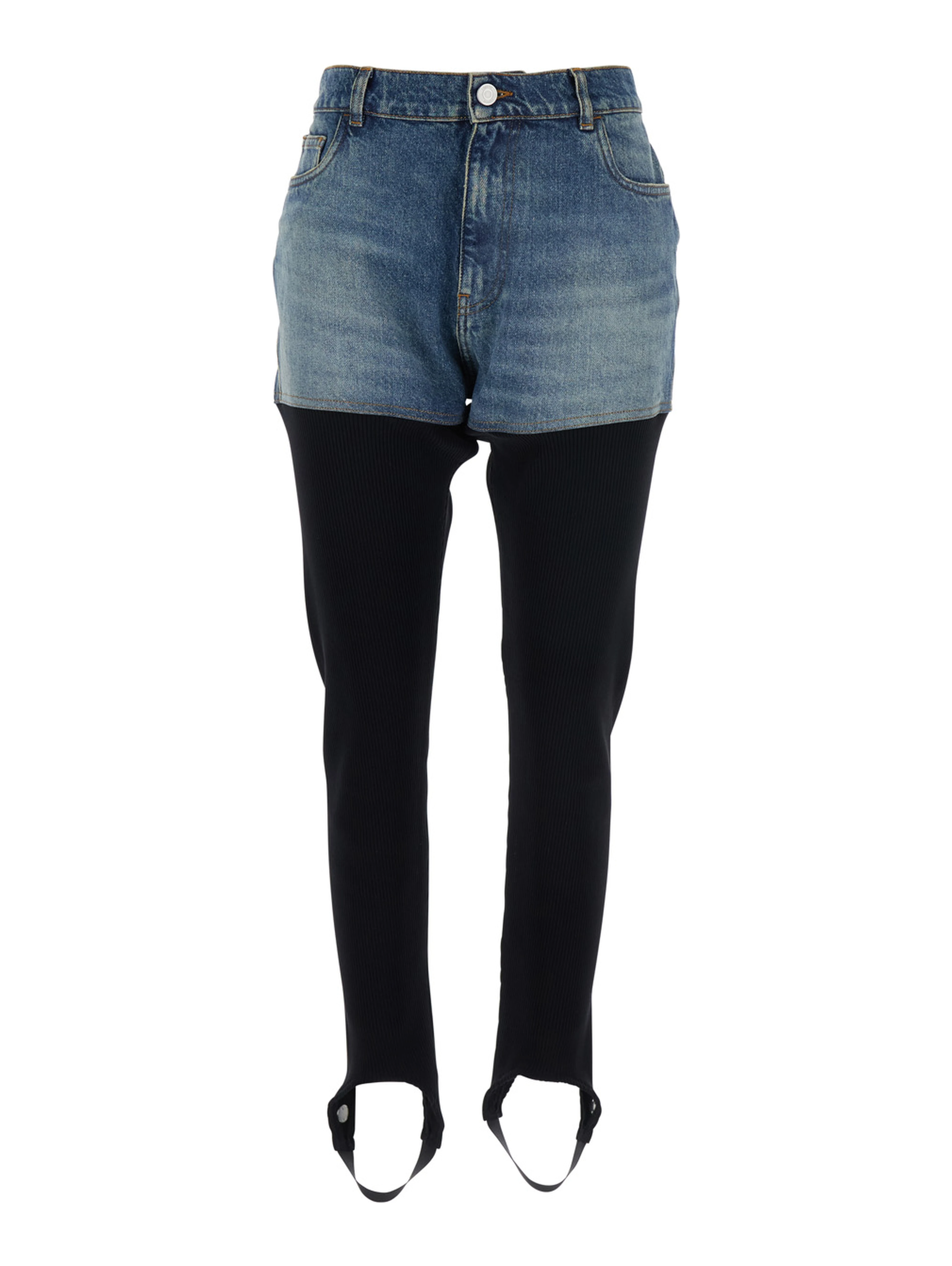 Multicolor Ribbed Leggings with Back Logo Plaque in Cotton Woman