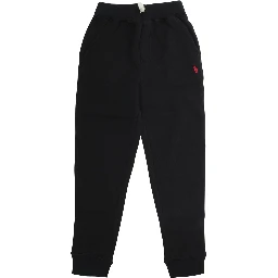 Black Pants with Elasticated Waist and Pony Logo on Front in Cotton Boy