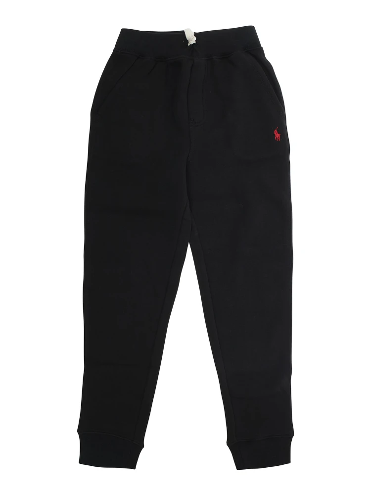 Black Pants with Elasticated Waist and Pony Logo on Front in Cotton Boy