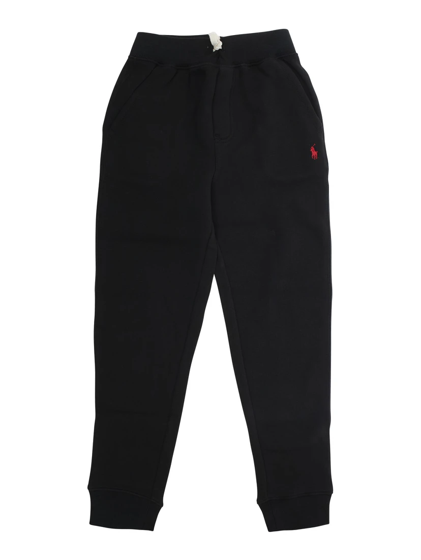 Black Pants with Elasticated Waist and Pony Logo on Front in Cotton Boy