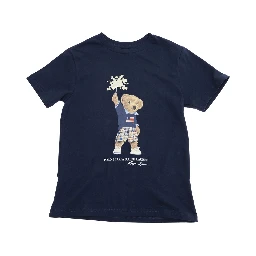 Blue Crewneck T-Shirt with Maxi Logo Print on the Front in Cotton Boy