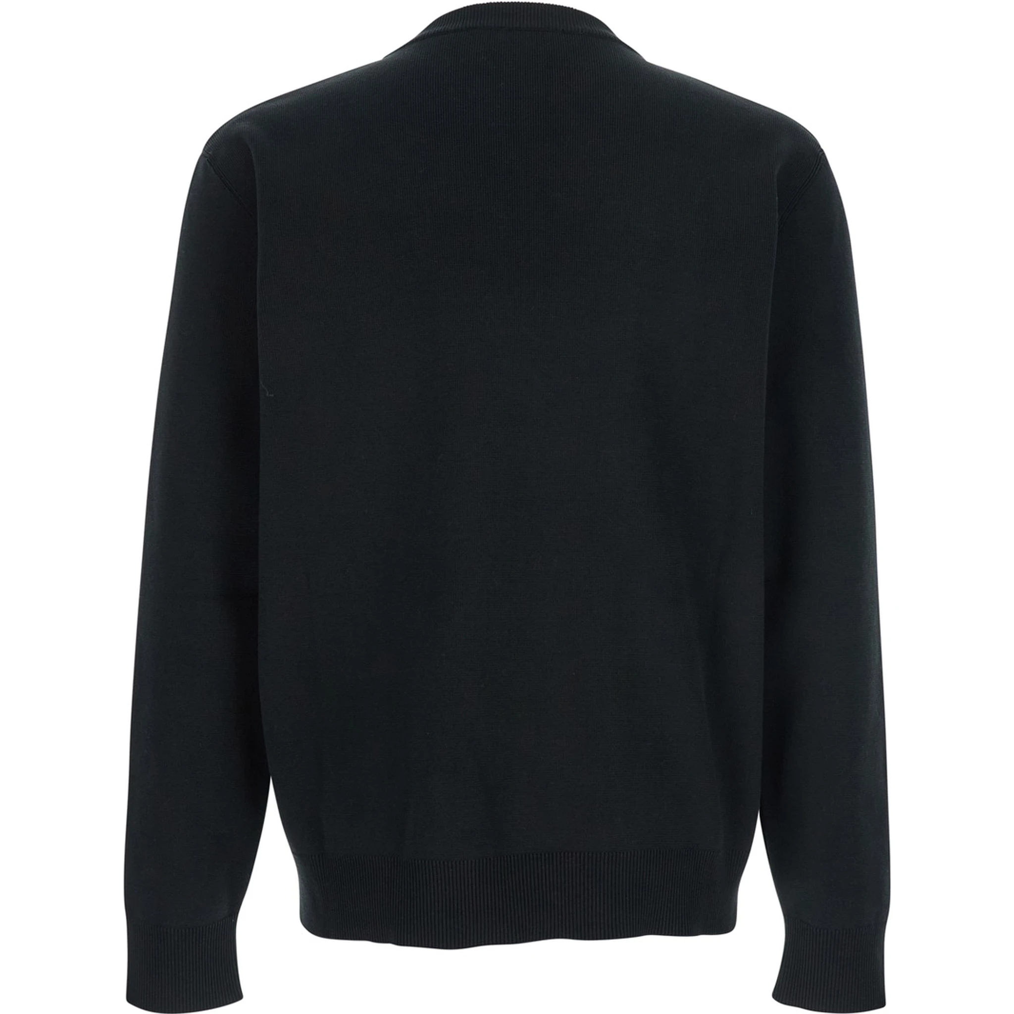 Black Sweater with Logo Lettering on the Front in Wool Man