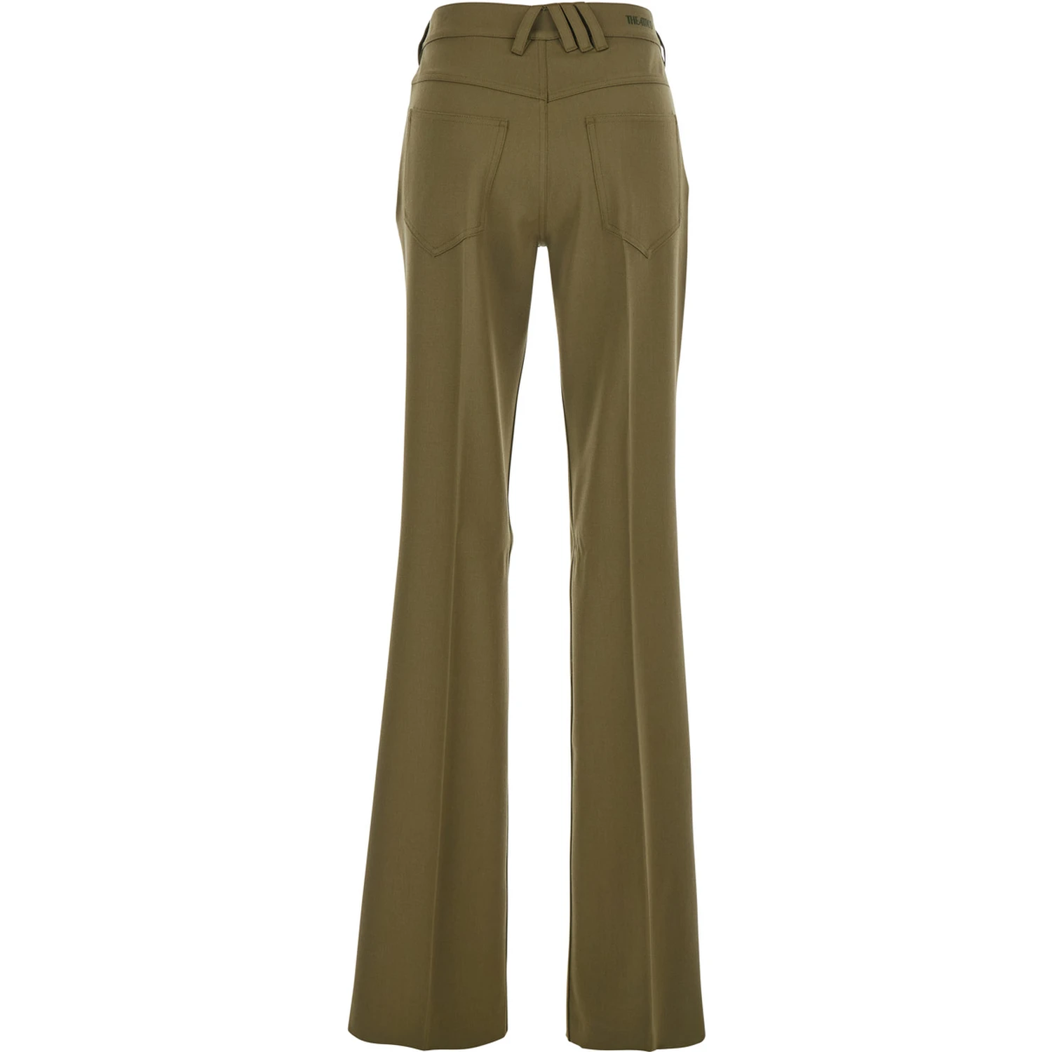 Green Trousers with Belt Loops and Logo on the Back in Fabric Woman