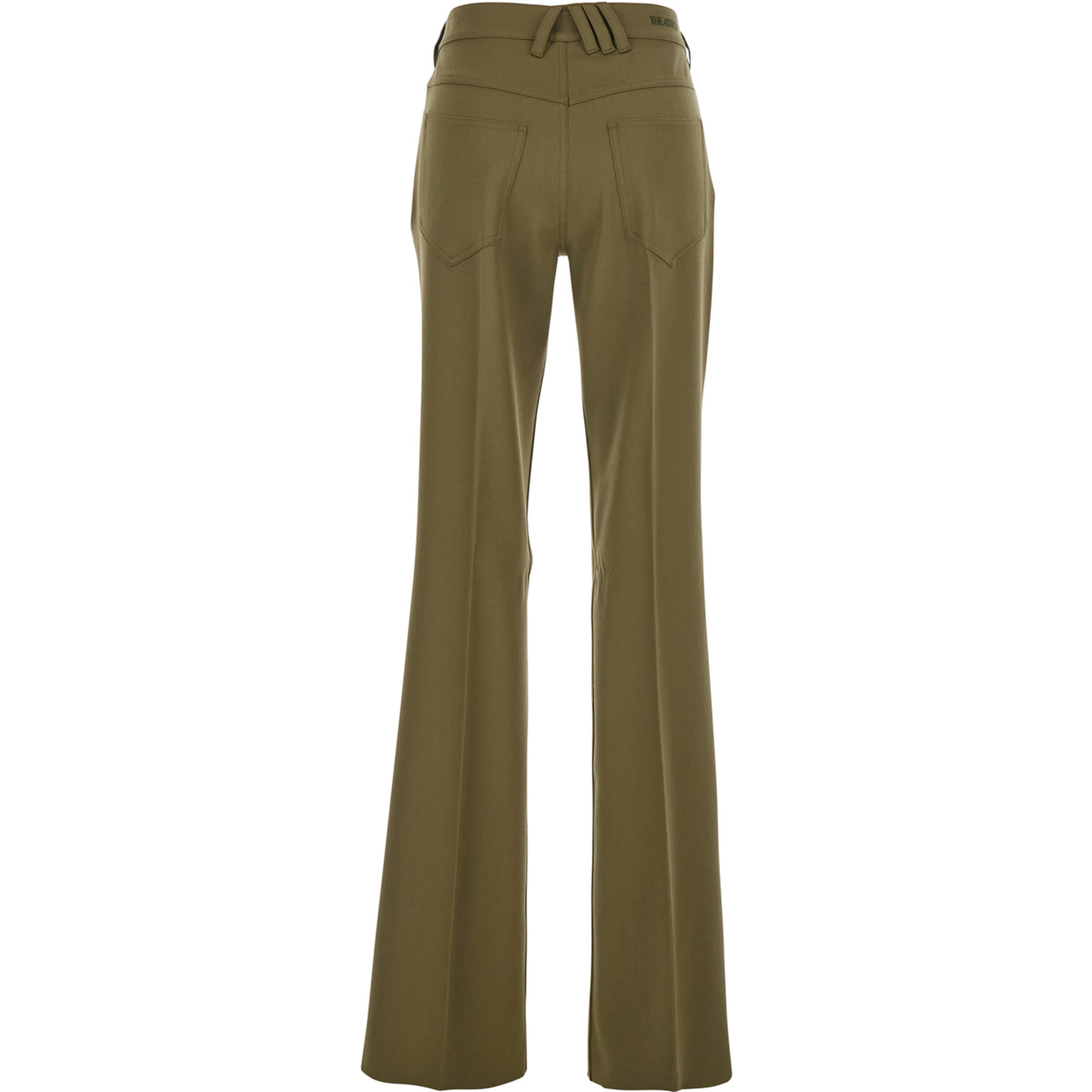 Green Trousers with Belt Loops and Logo on the Back in Fabric Woman