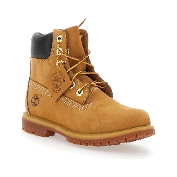 Beige Water-Proof Boots with Logo in Nubuck Leather Woman