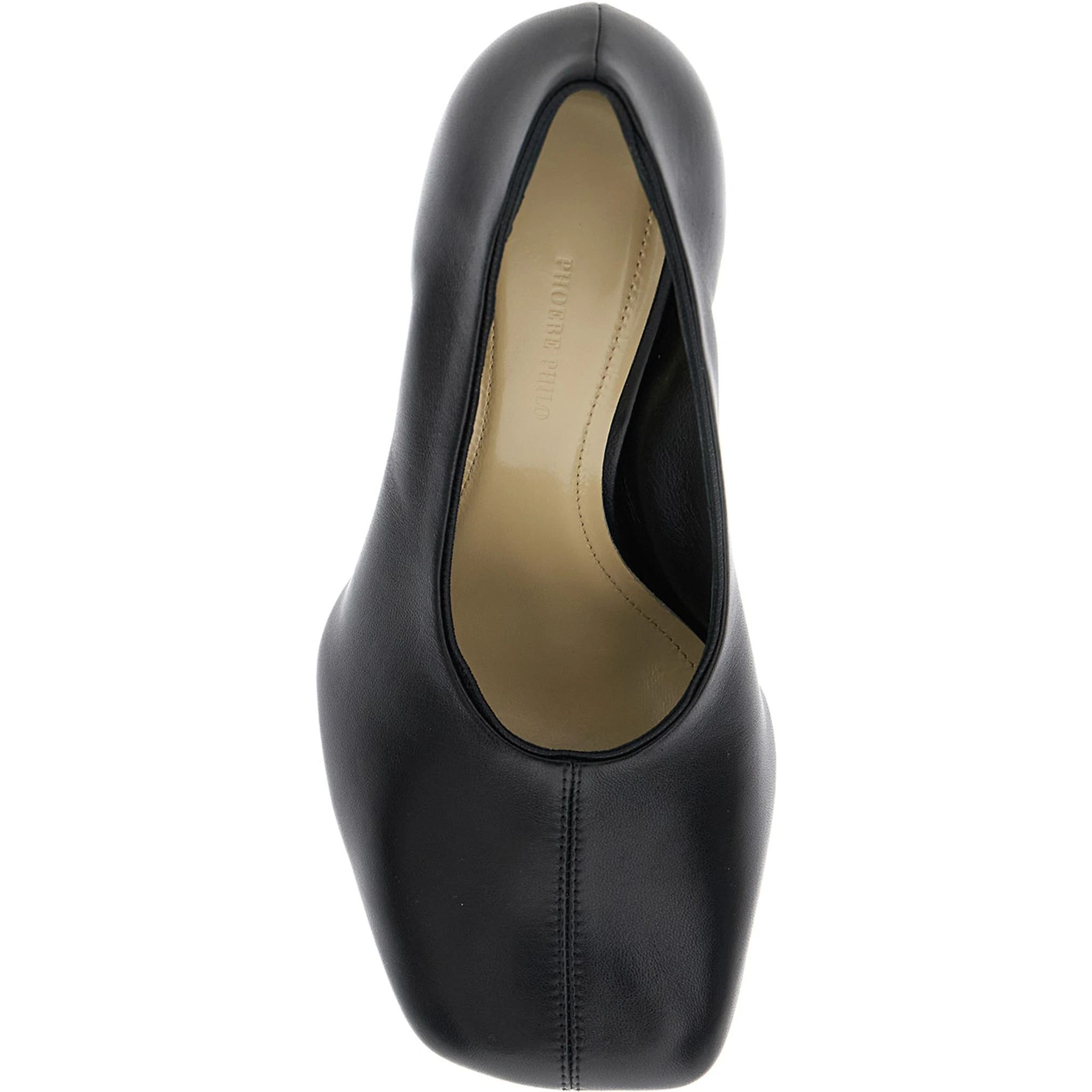 Soft 90 Black Décolleté with Square Toe and High Heel in Soft Leather Woman