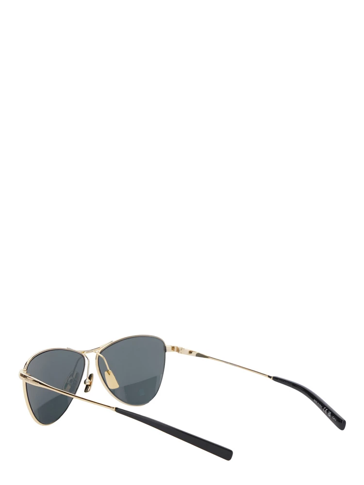 Gold Tone Sunglasses with Engraved Logo in Metal Woman alternative