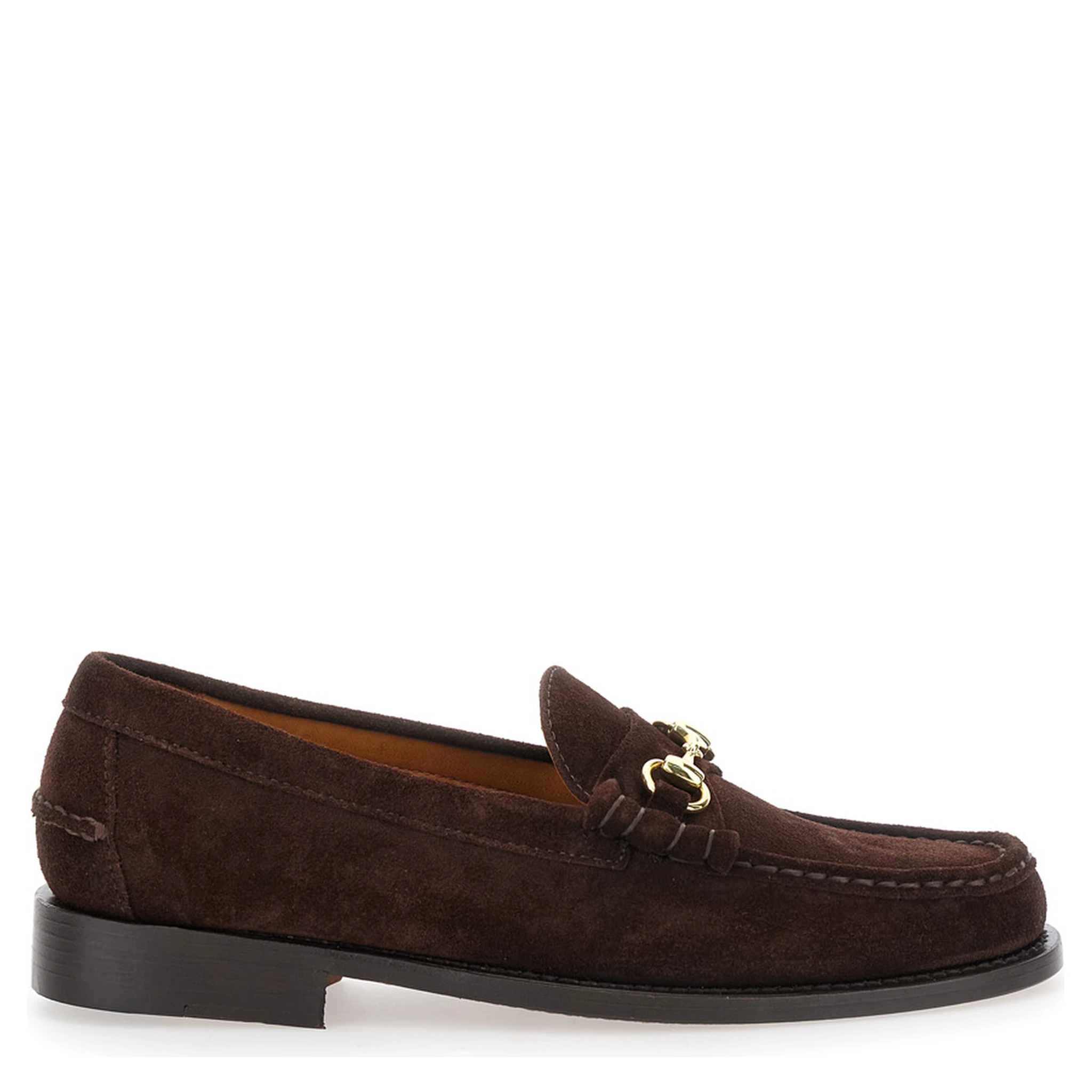 Joe Modena Brown Pull-On Loafers with Horsebit Detail in Suede Man