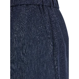 Blue Shorts with Elastic Drawstring Waist in Tech Fabric Woman