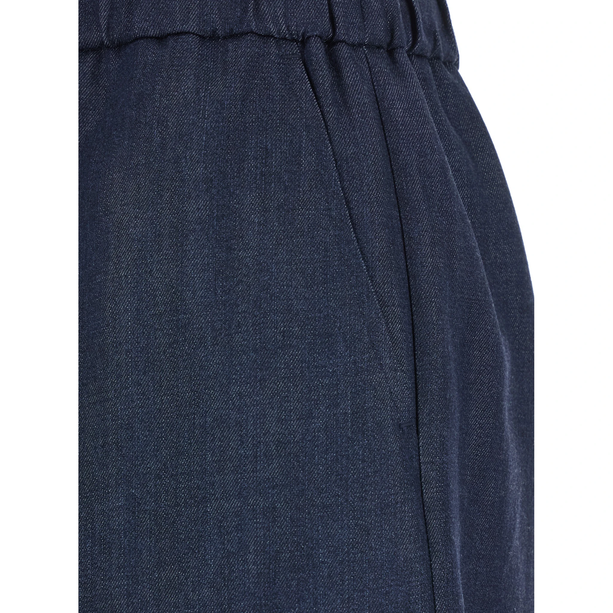 Blue Shorts with Elastic Drawstring Waist in Tech Fabric Woman