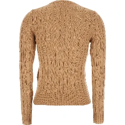 Beige Sweater with Embroidered Pony Detail on the Front in Cotton Woman
