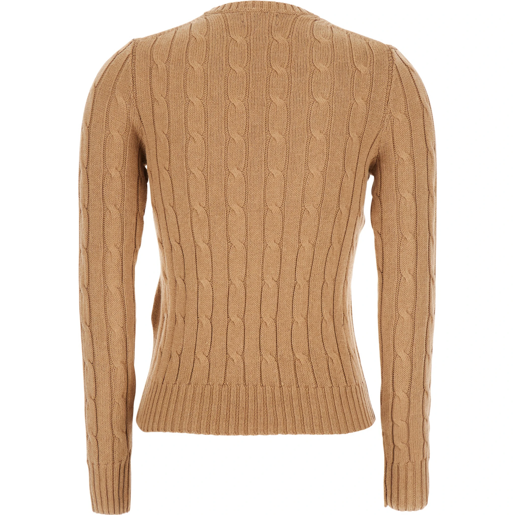 Beige Sweater with Embroidered Pony Detail on the Front in Cotton Woman