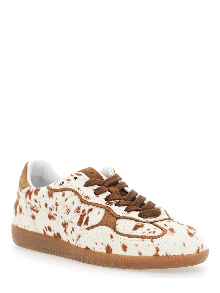 Tb.490 Brown Low Top Sneakers with Embossed Logo on the Side and Perforated Details in Leather Woman alternative