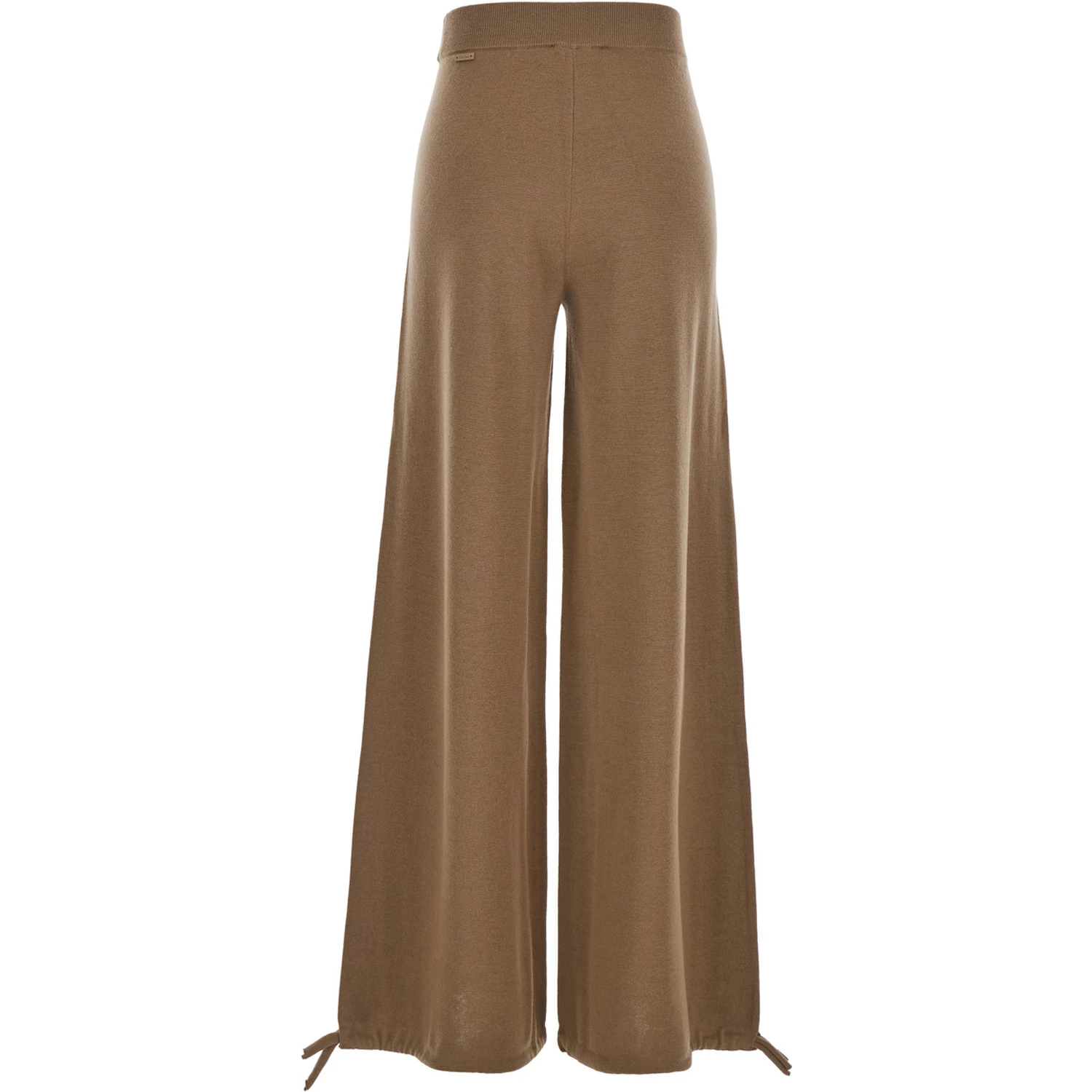 Nigeria Brown Pants with Elastic Waist and Wide Leg in Wool Woman