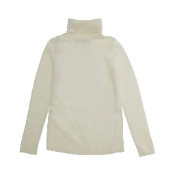White High Neck Jumperwith Logo on Front in Wool Blend Girl