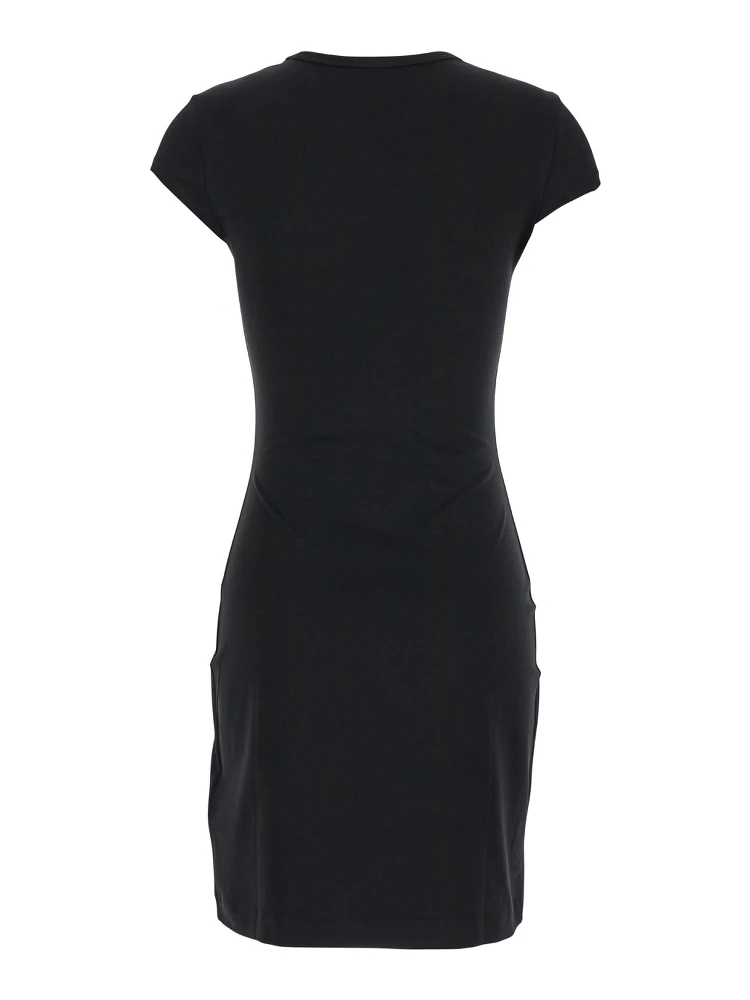 Abito Corto con Dettaglio Oval D Cut Out in Cotone Stretch Nero Donna alternative