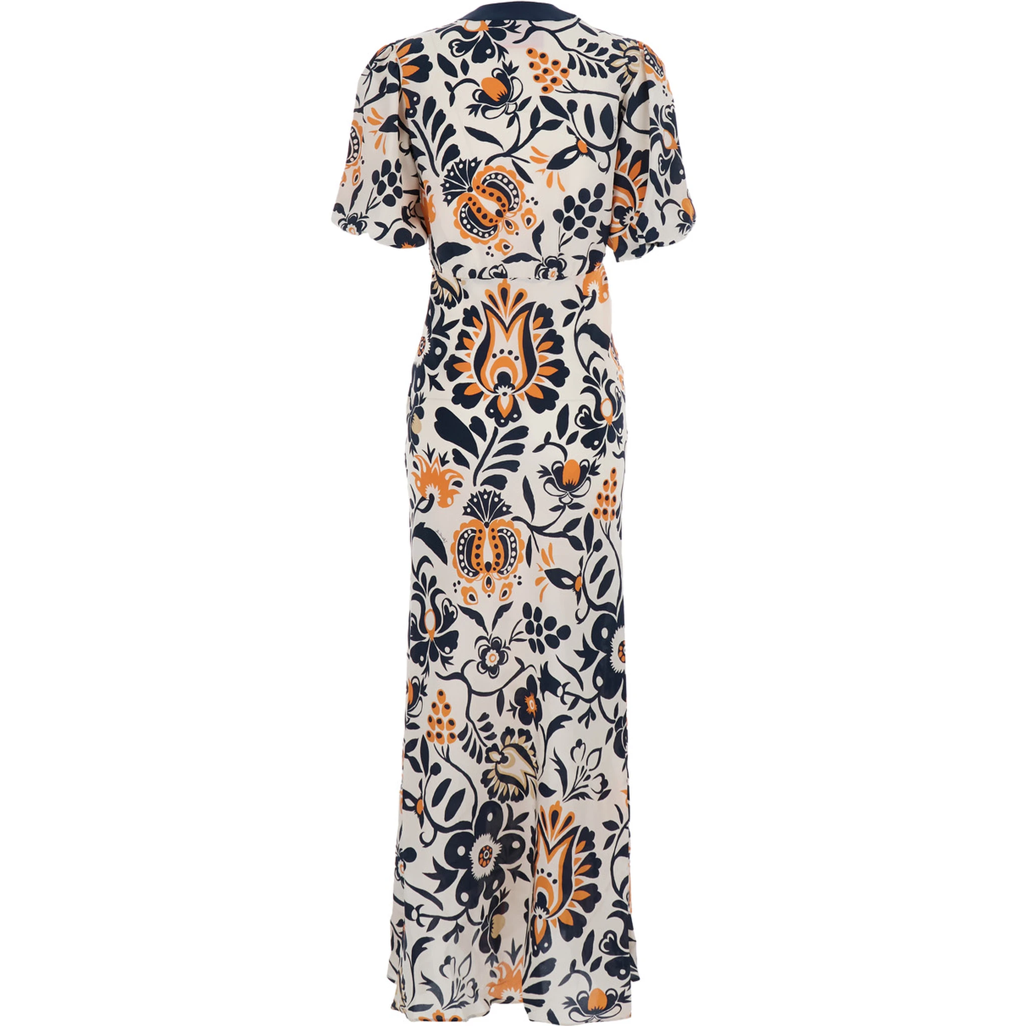 Marlene Multicolor Long Dress with V-Neck and All-Over Floral Print in Fabric Woman