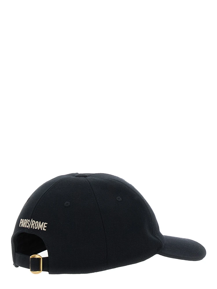 Black Baseball Cap with Logo Lettering on the Front in Cotton Man alternative