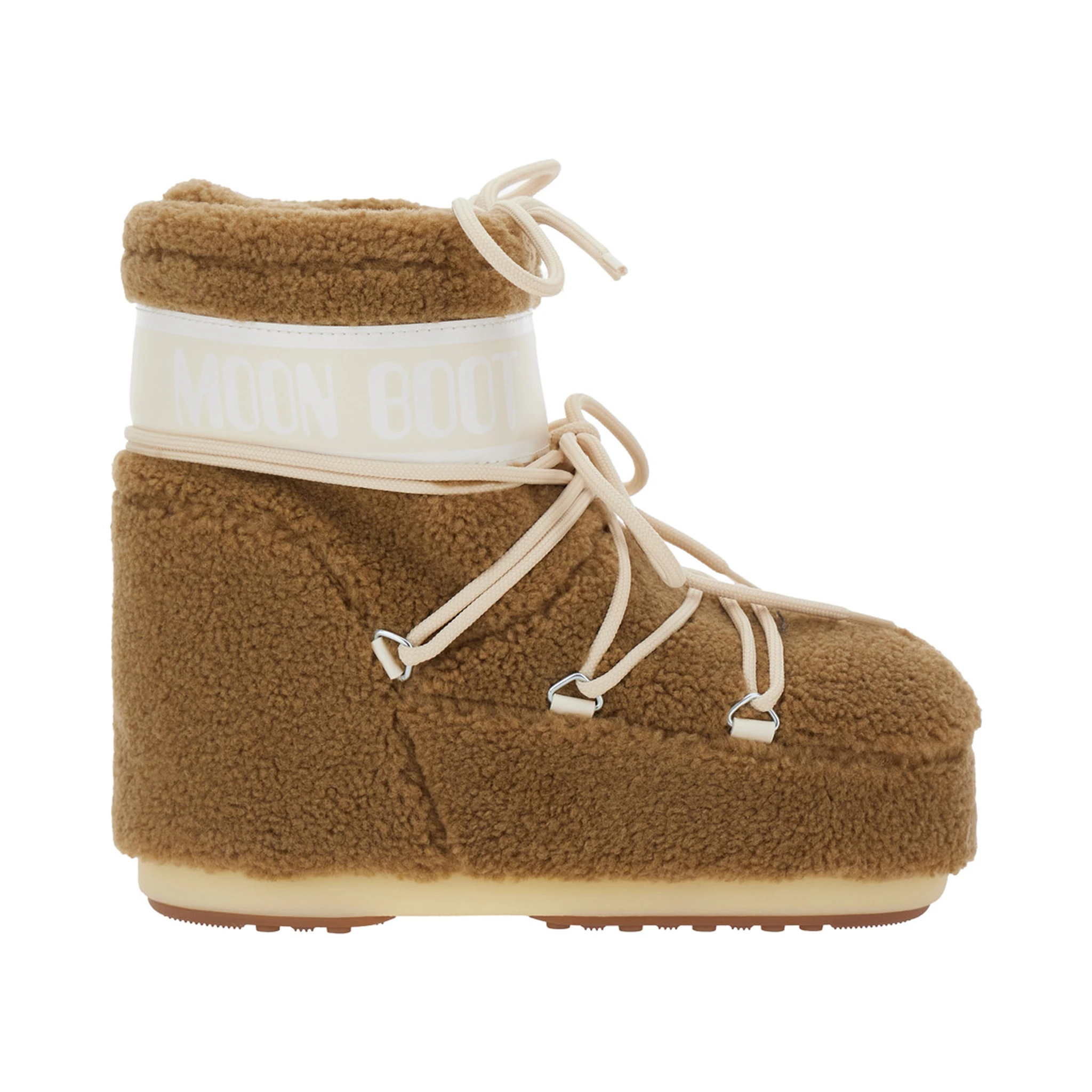 Icon Brown Snow Ankle Boots with Maxi Logo Print on the Side in Fleece Woman