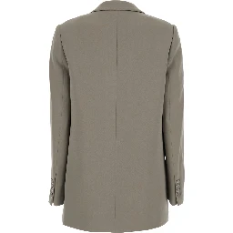 Brown Single-Breasted Jacket with Notched Revers in Tech Fabric Woman