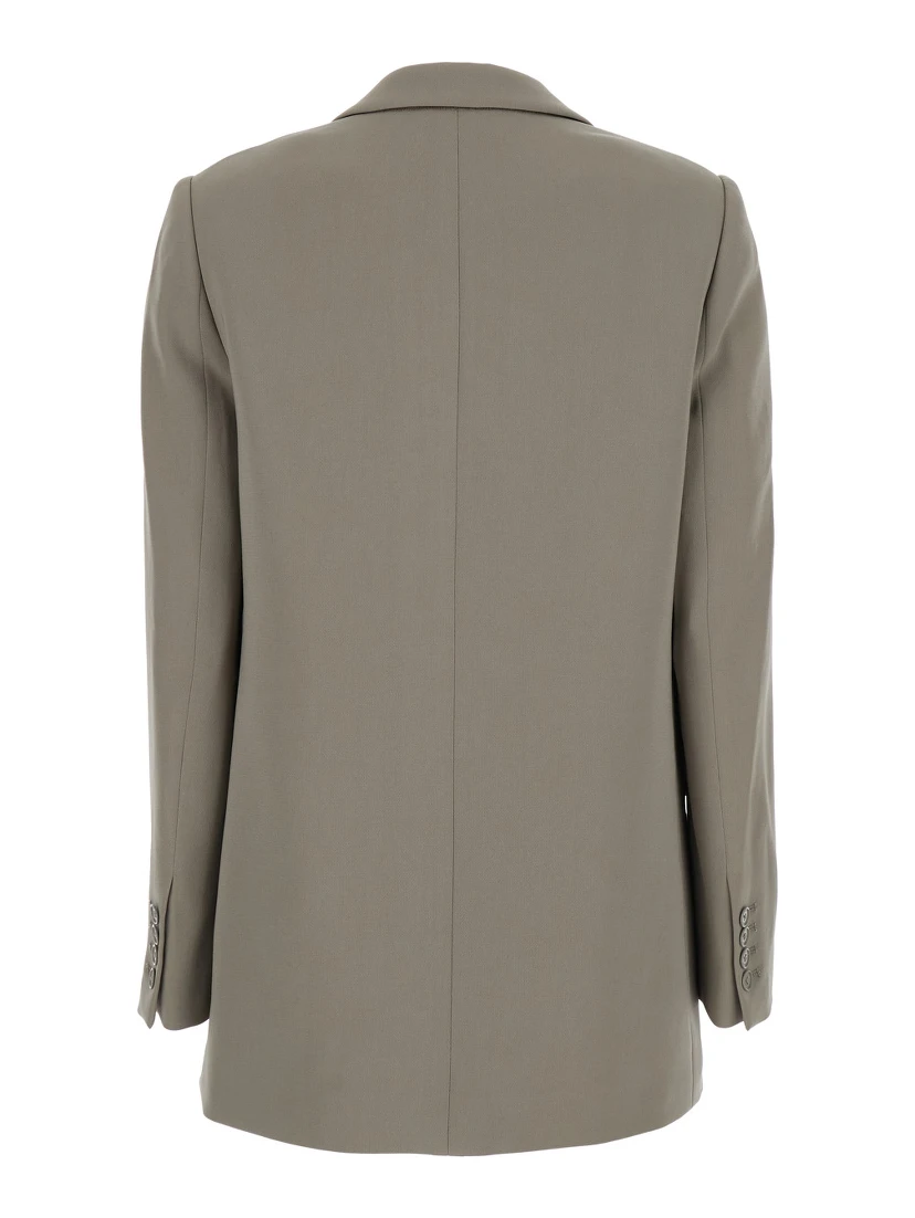 Brown Single-Breasted Jacket with Notched Revers in Tech Fabric Woman