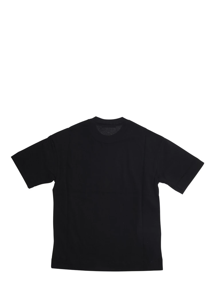 Black Crewneck T-Shirt with Logo Print in Cotton Boy alternative