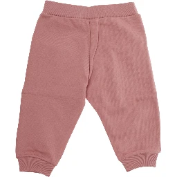 Pink Trousers with Logo on Front in Cotton Baby