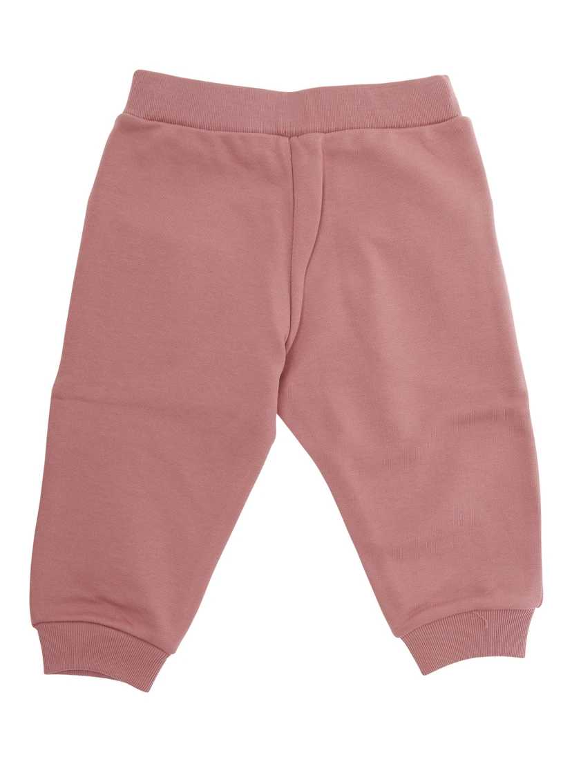 Pink Trousers with Logo on Front in Cotton Baby