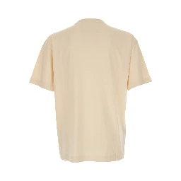Beige T-Shirt with Logo on the Front in Cotton Man