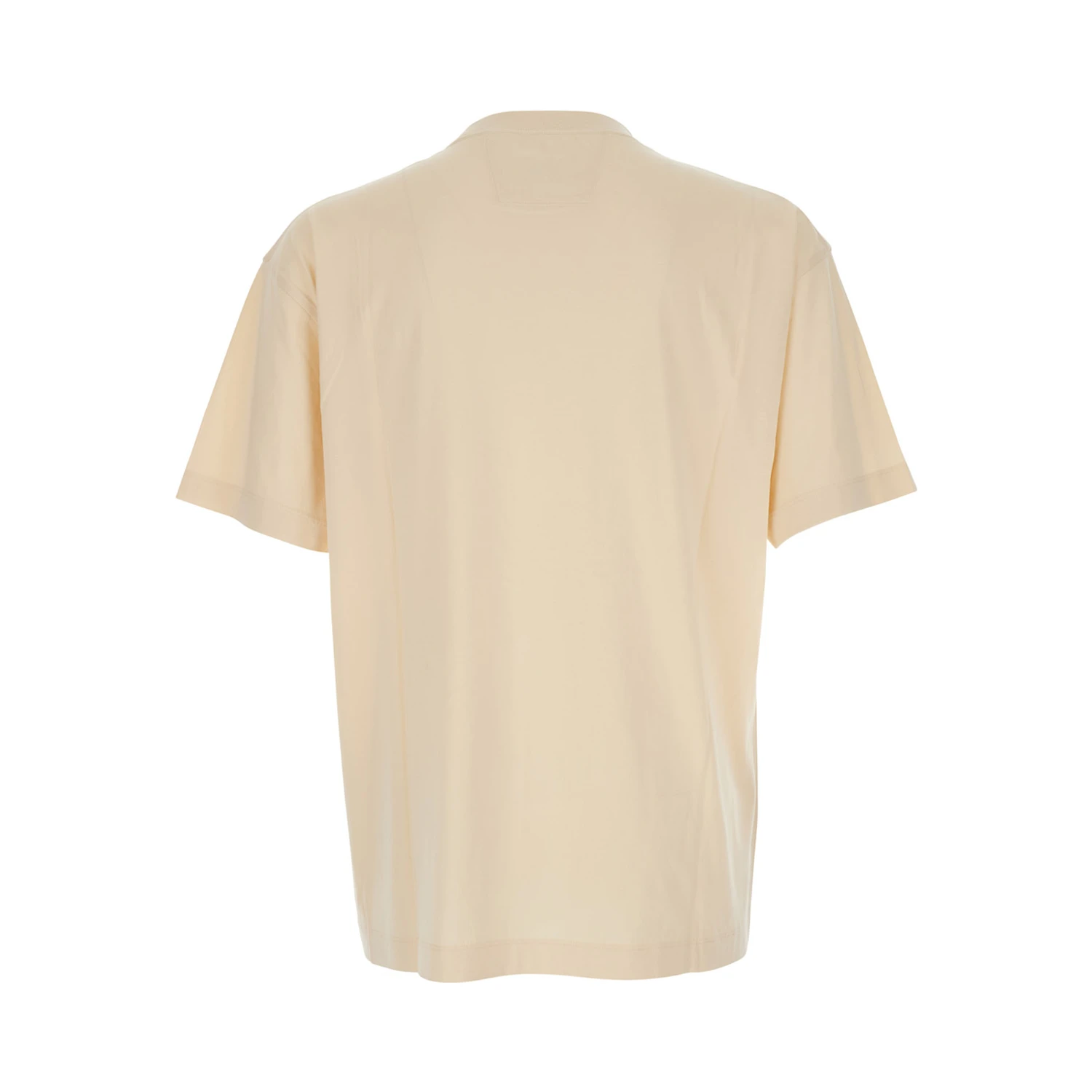 Beige T-Shirt with Logo on the Front in Cotton Man