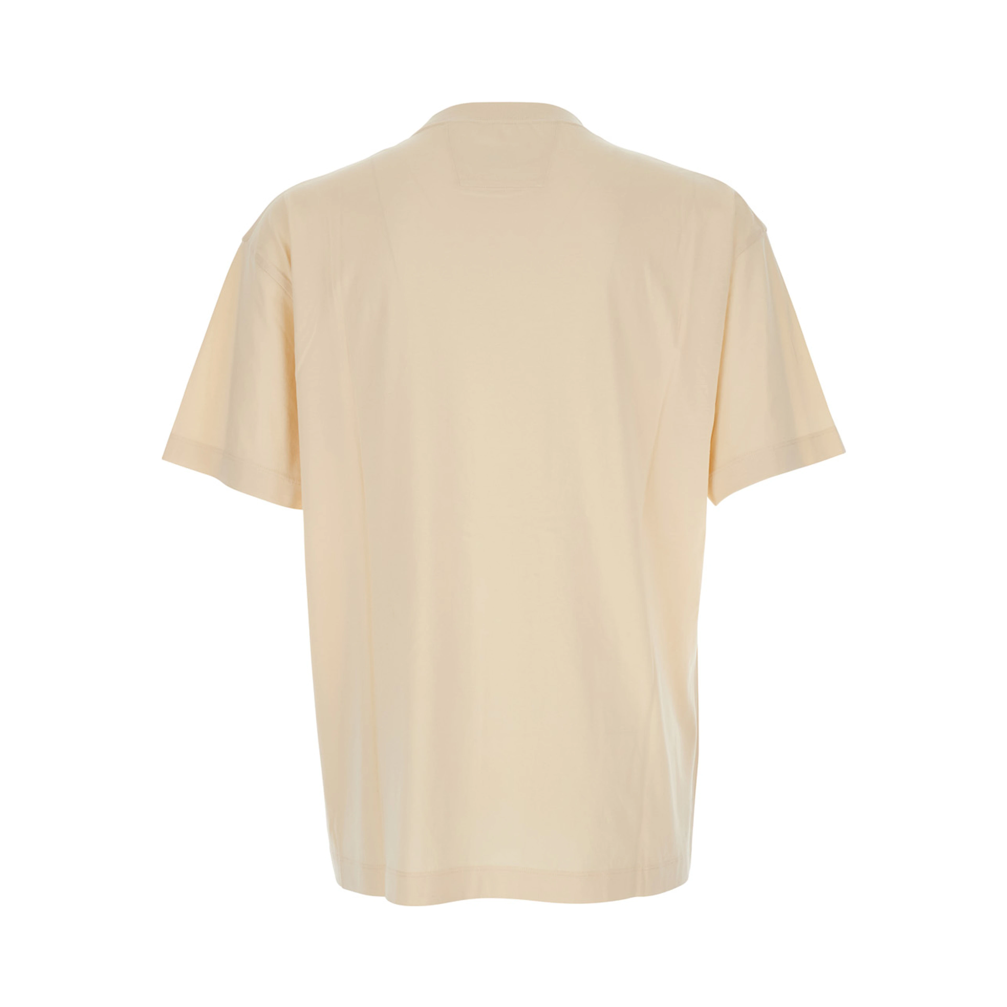 Beige T-Shirt with Logo on the Front in Cotton Man
