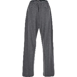 Grey Pants with Elastic Drawstring Waist in Wool Stretch Man