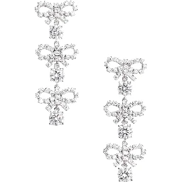 Metallic Tiered Earing with Bow Charm and Crystal Embellishments in Brass Woman