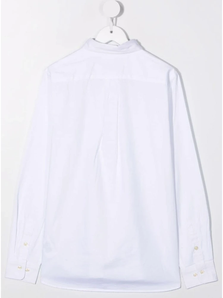 White Long Sleeve Shirt with Logo Embroidery in Cotton Boy alternative