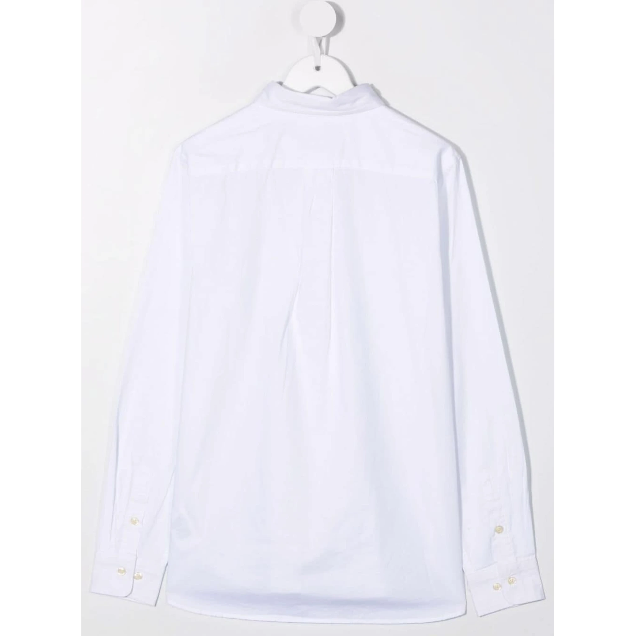 White Long Sleeve Shirt with Logo Embroidery in Cotton Boy