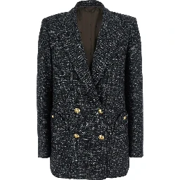 Aifer Grey Double-Breasted Jacket with Notched Revers in Wool Blend Woman