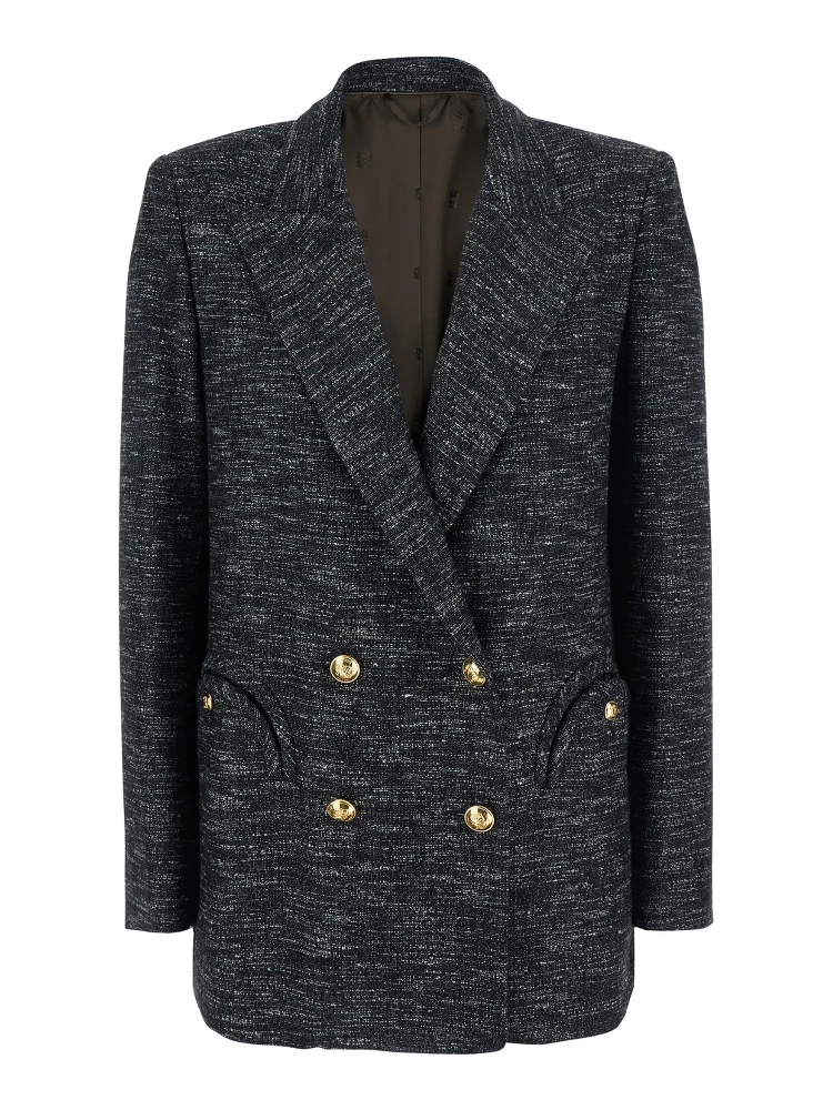 Aifer Grey Double-Breasted Jacket with Notched Revers in Wool Blend Woman