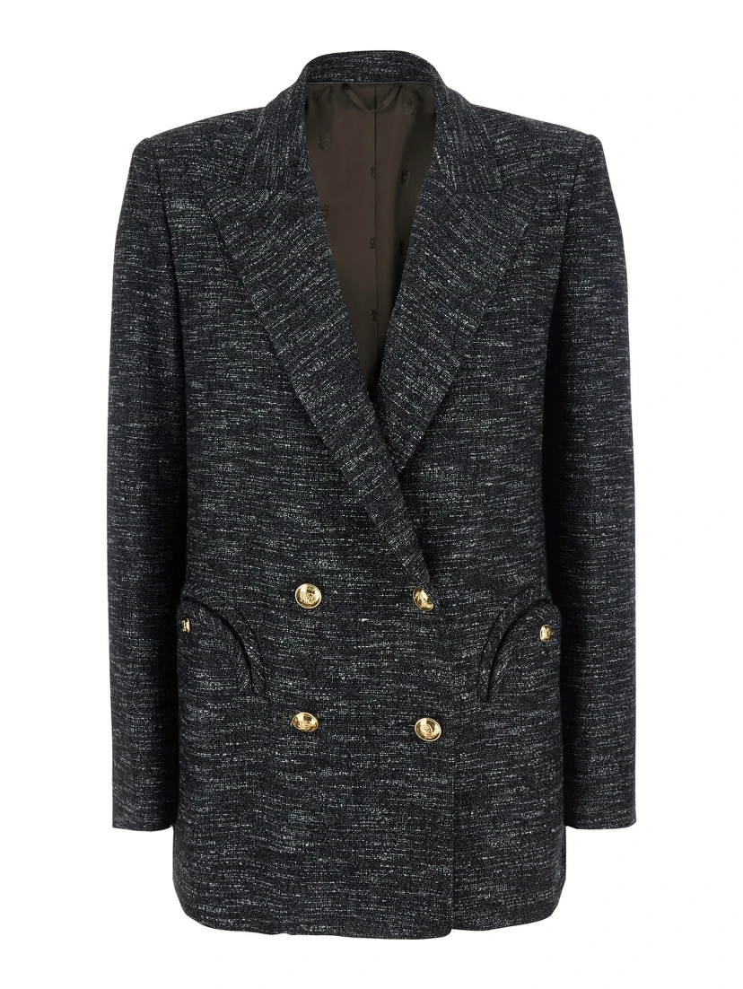 Aifer Grey Double-Breasted Jacket with Notched Revers in Wool Blend Woman