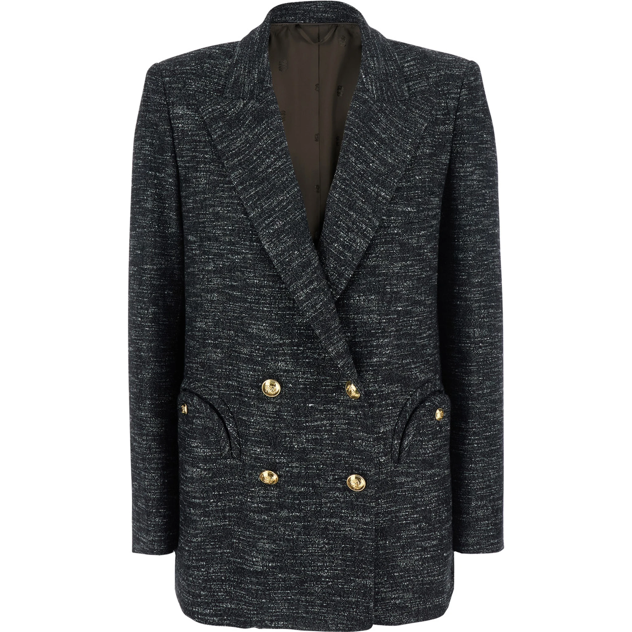 Aifer Grey Double-Breasted Jacket with Notched Revers in Wool Blend Woman