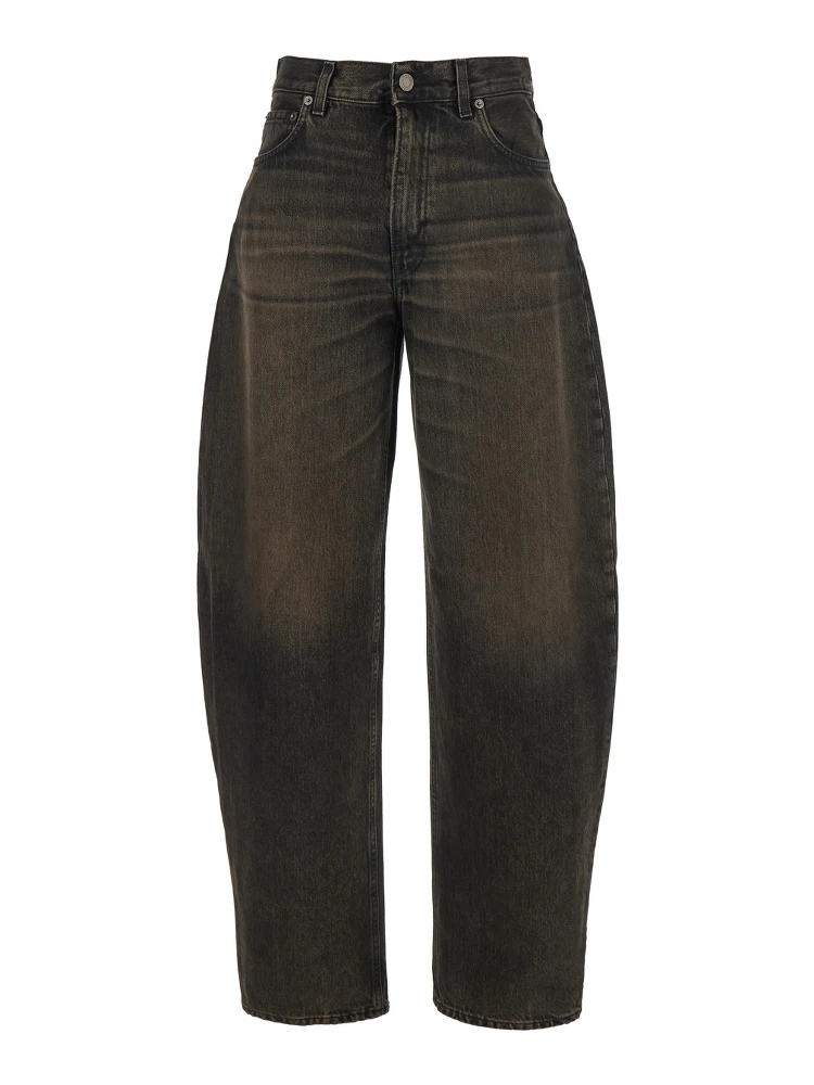 Bibi Brown Jeans with Logo Patch on the Rear and Tapered Leg in Denim Woman