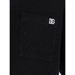 Black Crewneck T-Shirt with Logo Embroidery on the Front in Cotton Man