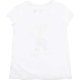 White Crewneck T-Shirt with Maxi Logo Print on the Front in Cotton Girl