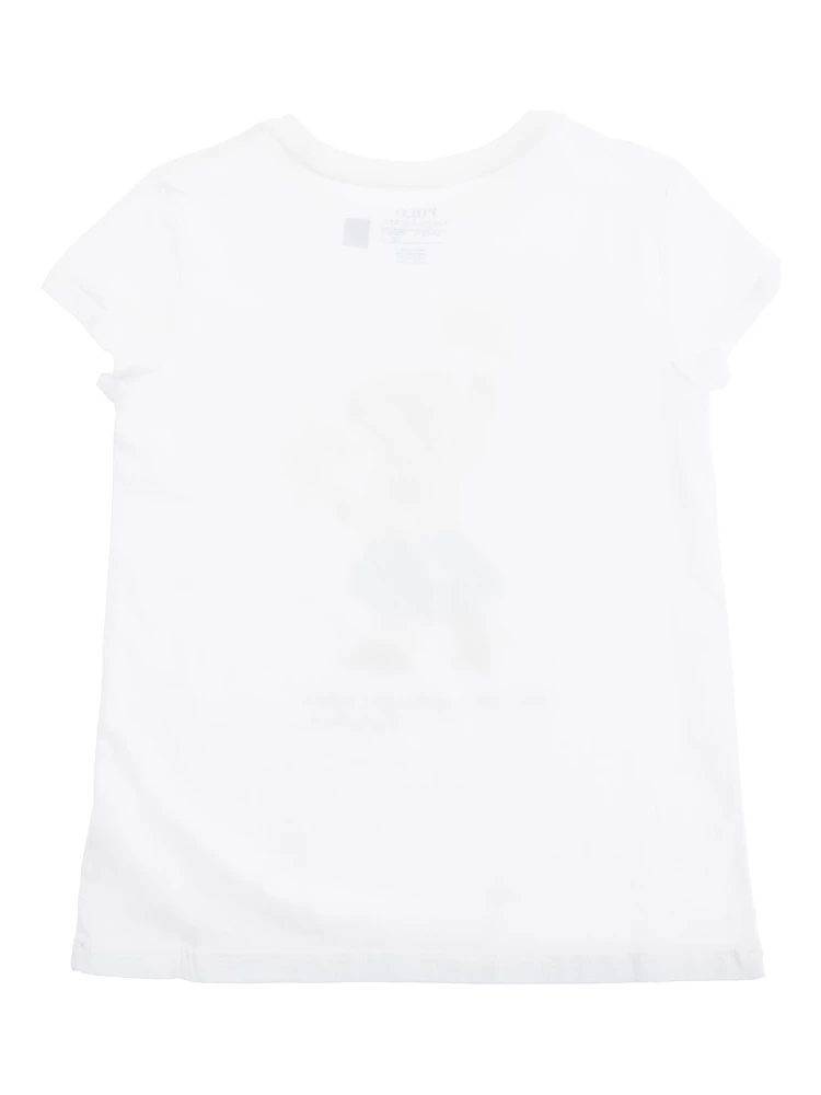 White Crewneck T-Shirt with Maxi Logo Print on the Front in Cotton Girl alternative