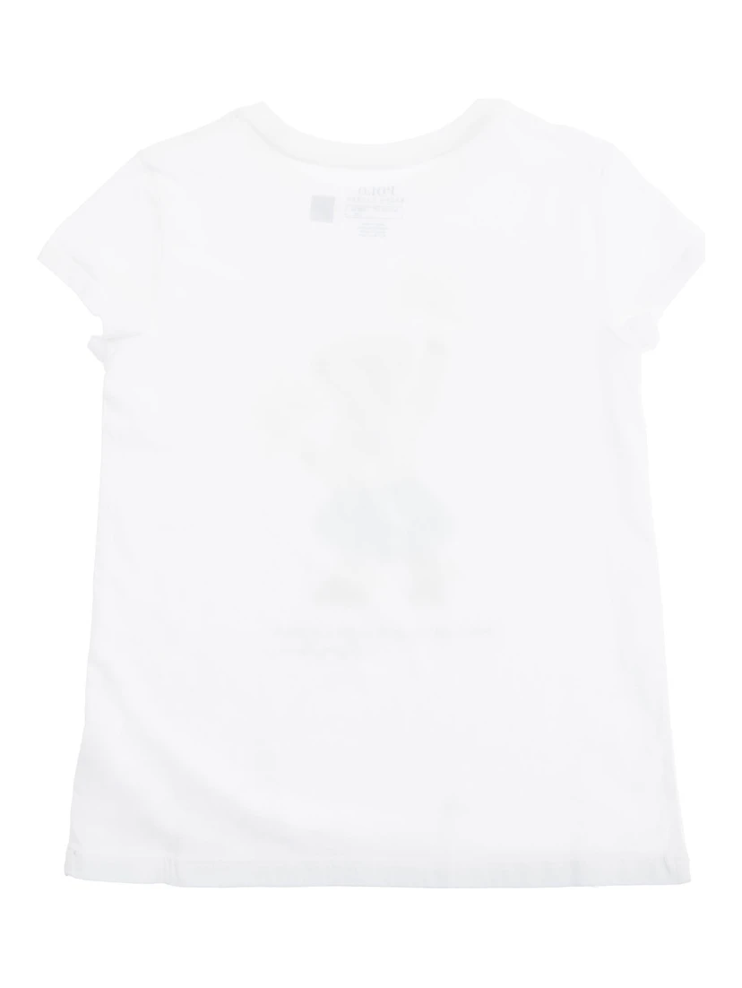 White Crewneck T-Shirt with Maxi Logo Print on the Front in Cotton Girl