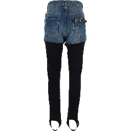 Multicolor Ribbed Leggings with Back Logo Plaque in Cotton Woman