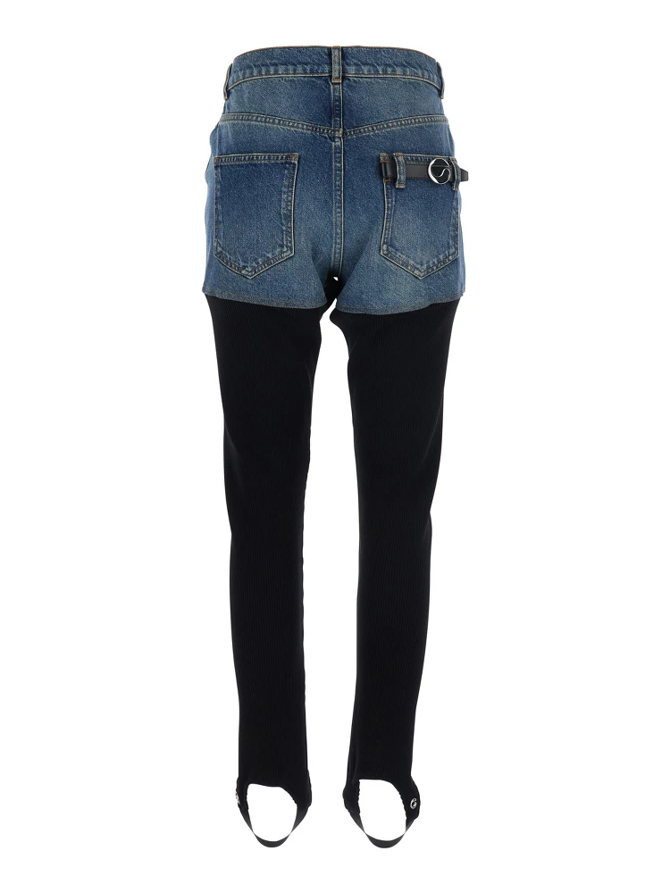 Multicolor Ribbed Leggings with Back Logo Plaque in Cotton Woman alternative